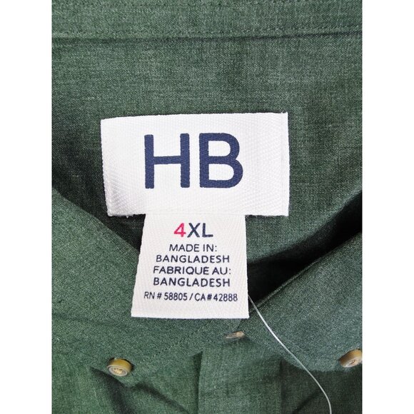 HB DXL Size 4XL Mens Green Wrinkle Resistant Button Down Long Sleeve Shirt NWT - Picture 4 of 11